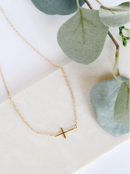 Faith Gold Cross Necklace, Adjustable, Faith Based Jewelry