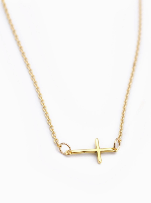 Faith Gold Cross Necklace, Adjustable, Faith Based Jewelry